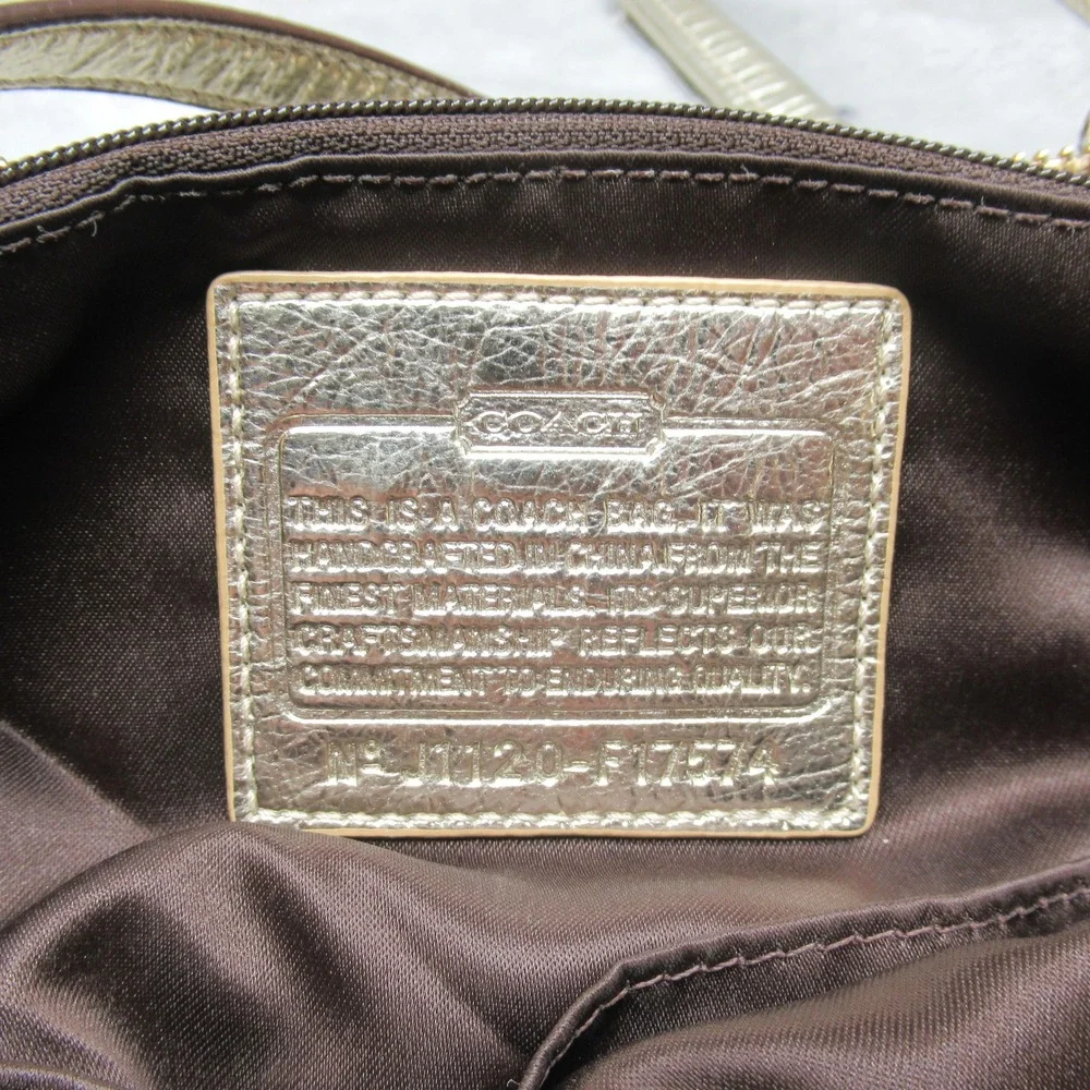 Coach Signature Tote Bag Medium Gold Metallic Leather Sequins Shoulder‎ F17574